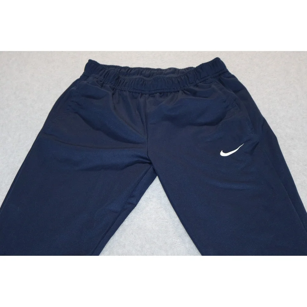 Nike Gym Pants Mens Small Navy Blue Dri-FIT Athletic Swoosh Logo Workout